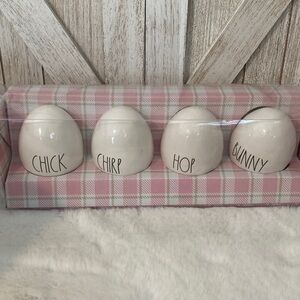 Rae Dunn Easter Eggs with Pink Plaid Box
